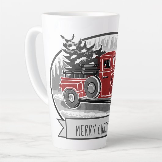 Red Truck Retro Merry Kerstmis Latte Mok (Linkerhoek)