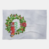 Red Truck rijdt door een kerstmis Theedoek (Horizontaal)