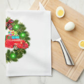 Red Truck rijdt door een kerstmis Theedoek (Quarter Fold)