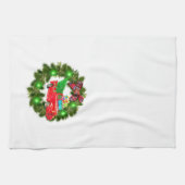 Red Truck rijdt door een kerstmis Theedoek (Horizontaal)