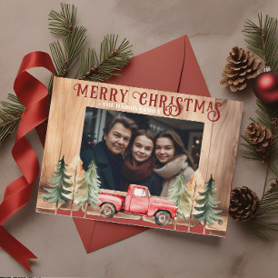 Red  Truck Rustic Country Feestdagenkaart