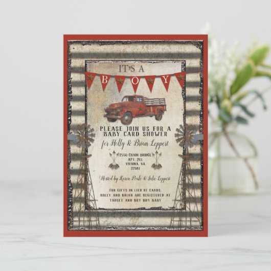  Red Truck Rustic Farmhouse Kaart (Staand voorkant)