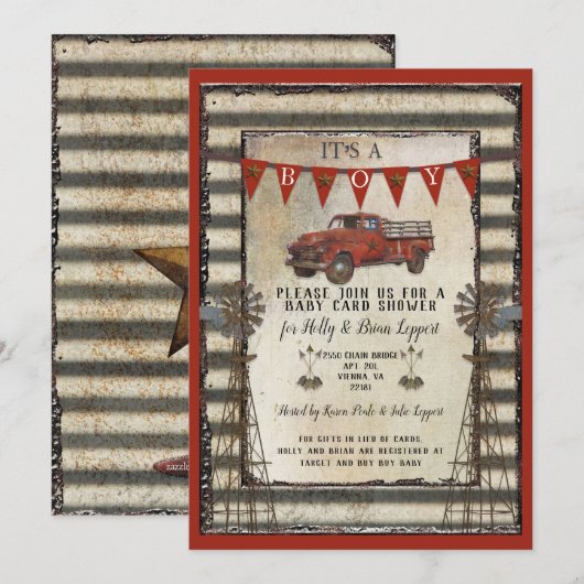 Red Truck Rustic Farmhouse Kaart (Voorkant / Achterkant)