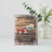  Red Truck Rustic-kerstfeest nodigt uit Feestdagenkaart (Staand voorkant)