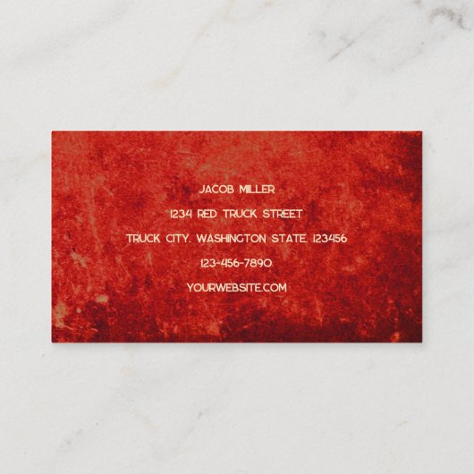 Red Truck  Rustic Old Texture Visitekaartje (Achterkant)