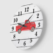 Red Truck Rustic Shiplap Large Clock Grote Klok (Hoek)