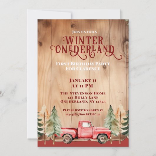 Red Truck Rustic Winter Nederland Verjaardag Kaart (Voorkant)