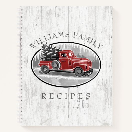  Red Truck Rustic Wood Family Recipe Notitieboek (Voorkant)