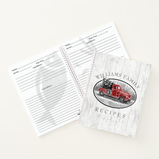 Red Truck Rustic Wood Family Recipe Notitieboek (Binnen)