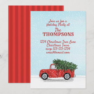  Red Truck Rustic Woodland Holiday Party Kaart