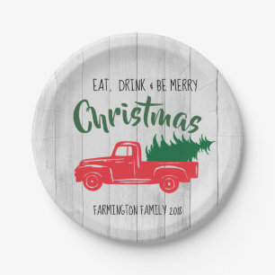 Red  Truck Rustisch Bord kerstpapier