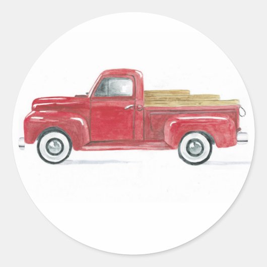 Red Truck Seal Ronde Sticker (Voorkant)