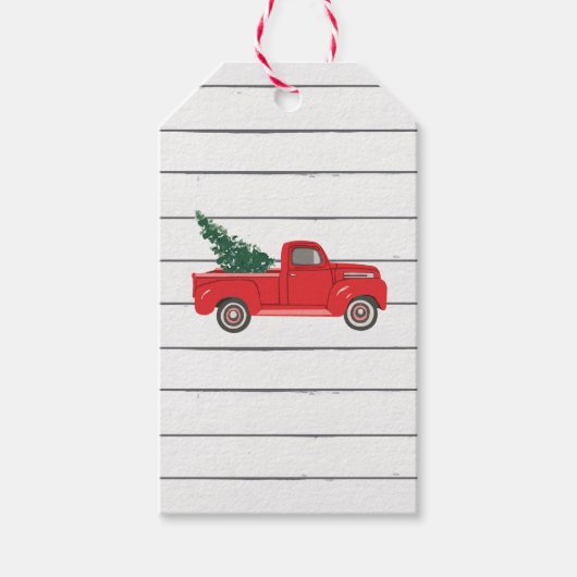 Red Truck Shiplap Rustic Gift Labels Cadeaulabel (Voorkant)