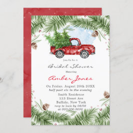  Red Truck Snow Bridal Shower Kaart