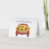  Red Truck Sunflower Cargo Thanksgiving Feestdagen Kaart (Voorkant)