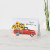  Red Truck Sunflower Thanksgiving Feestdagen Kaart (Voorkant)