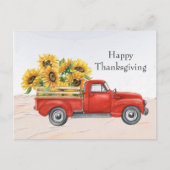  Red Truck Sunflower Thanksgiving Feestdagenkaart (Voorkant)
