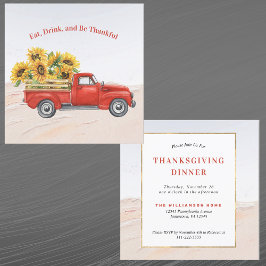  Red Truck Sunflower Thanksgiving Kaart