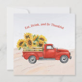  Red Truck Sunflower Thanksgiving Kaart (Voorkant)