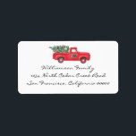 Red Truck Tree Christmas Return Address Label<br><div class="desc">This foliday season create your own festival vintage red truck Christmas return address labels. Wonderful vintage red truck carrying a Christmas tree. Add your name and address. Simply apply label to your foliday cards to crate a wonderful look and save time!</div>