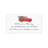 Red Truck Tree Christmas Return Address Label (Voorkant)