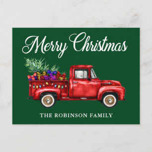 Red Truck Tree Geschikt voor kerstfamilie Briefkaart