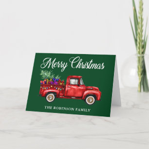 Red Truck Tree Geschikt voor kerstfamilie Kaart