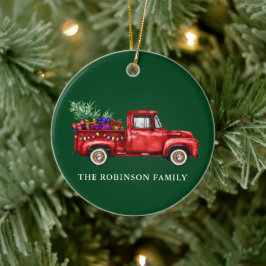  Red Truck Tree Geschikt voor kerstfamilie Keramisch Ornament