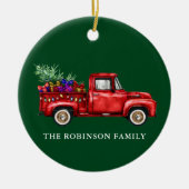  Red Truck Tree Geschikt voor kerstfamilie Keramisch Ornament (Voorkant)