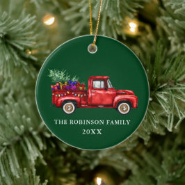  Red Truck Tree Geschikt voor kerstfeest Jaar Keramisch Ornament