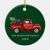  Red Truck Tree Geschikt voor kerstfeest Jaar Keramisch Ornament (Voorkant)
