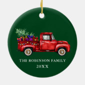  Red Truck Tree Geschikt voor kerstfeest Jaar Keramisch Ornament (Achterkant)