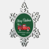 Red Truck Tree Gifts Merry kerstnaam Jaar Tin Sneeuwvlok Ornament (Rechts)