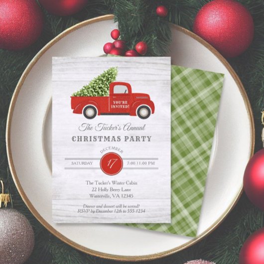  Red Truck & Tree Pset-kerstfeest Kaart