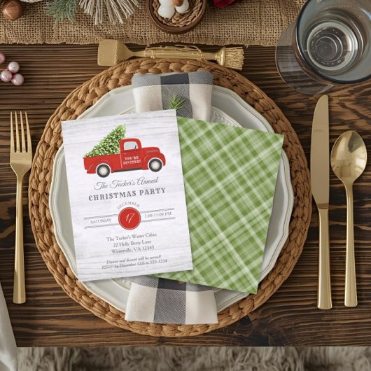  Red Truck & Tree Pset-kerstfeest Kaart