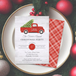 Red Truck & Tree Pset Kerstparty IV Kaart