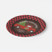 Red Truck Tree Rustige kerstparty Papieren Bordje (Gekanteld)