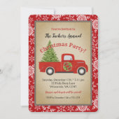 Red Truck Tree & Snowflakes Rustige kerstparty Kaart (Voorkant)