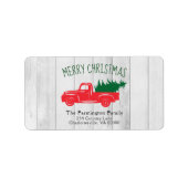 Red Truck & Tree White Wood Gift Label (Voorkant)