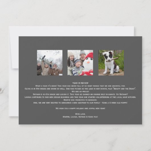 Red Truck & Tree Year in Review kerstfoto Feestdagenkaart (Achterkant)