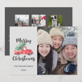 Red Truck & Tree Year in Review kerstfoto Feestdagenkaart (Voorkant / Achterkant)