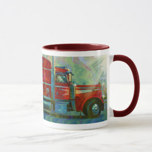 RED TRUCK TRUCKERS BIG RIG KOFFIE MOK