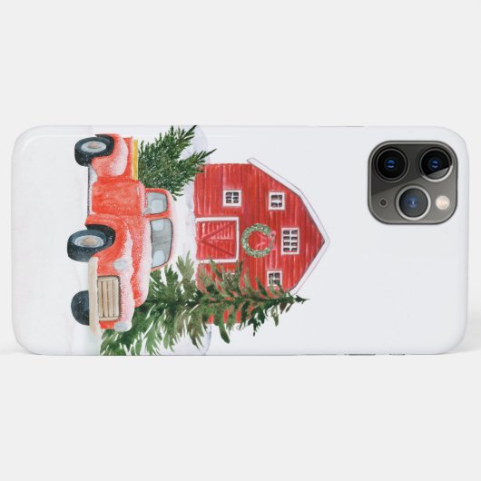  Red Truck van Barn-kerstboom Case-Mate iPhone Case (Achterkant (horizontaal))