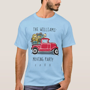 Red Truck van Moving Party T-shirt