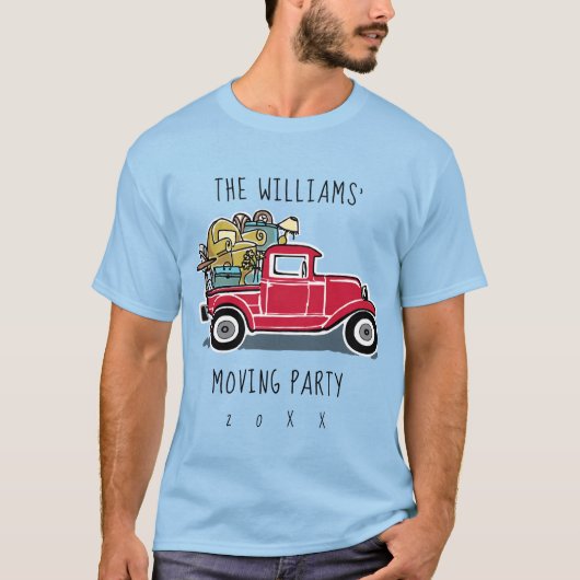 Red Truck van Moving Party T-shirt (Voorkant)