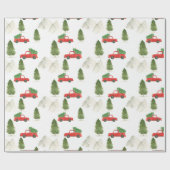 Red Truck Waterverf kerstfeestdag Cadeaupapier (Vlak)