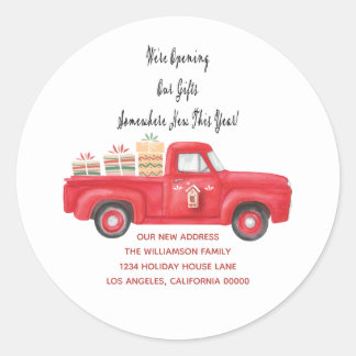 Red Truck We zijn verhuisd naar huis Vakantie Nieu Ronde Sticker