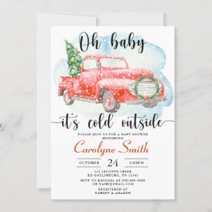 Red Truck Winter Baby shower Uitnodiging