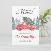 Red Truck Winter New Address Moving Aankondiging (Staand voorkant)