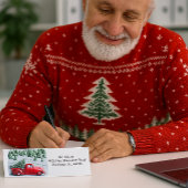 Red Truck with Christmas Tree Return Address Etiket